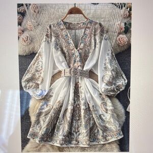 SHEIN Elegant Paisley Long Sleeve Dress
